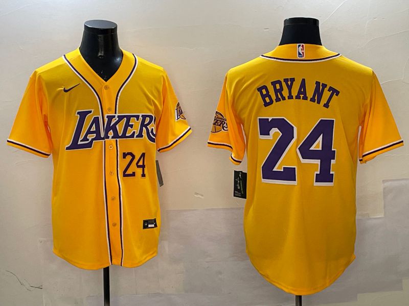 Men Los Angeles Lakers #24 Bryant Yellow Joint Name Nike 2025 NBA Jersey style 14->->NBA Jersey